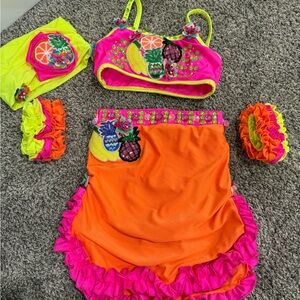 Glamour Kids Fruit Dance Costume - Pink, Orange, Yellow